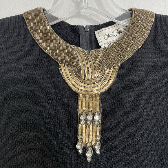 Don Sayres for Wellmore Dress Small Black Sequin Santana Knit USA Vintage 80s - Picture 5 of 10